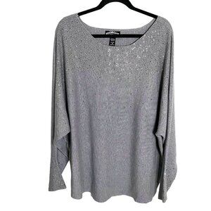 oliver.o Dolman Sleeve Tunic Sweater with Rhinestones Women's Sz 2X‎ Modern Chic